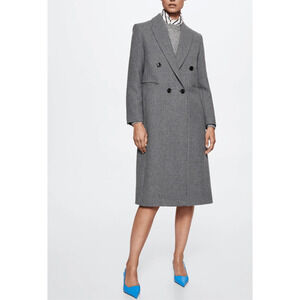 NEW!  Mango Houndstooth wool-blend coat